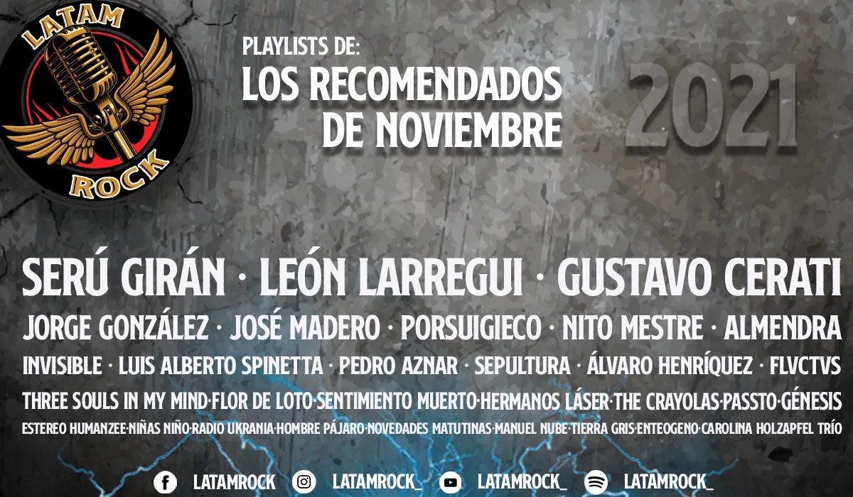 LatamRock Noviembre: Otra playlist con una buena dosis de rock latino